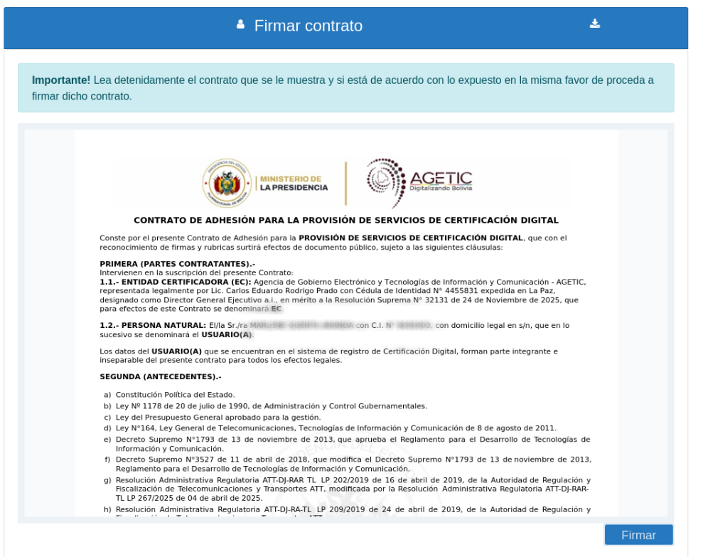Botón Firmar Contrato