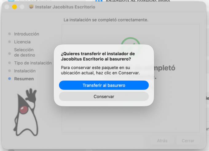 Sugerencia de limpieza de instalador