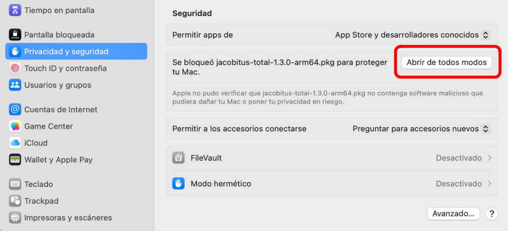 Autorización de ejecución de software externo