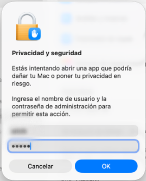 Confirmación por contraseña de administrador