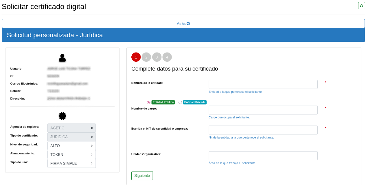 Interfaz de registro general